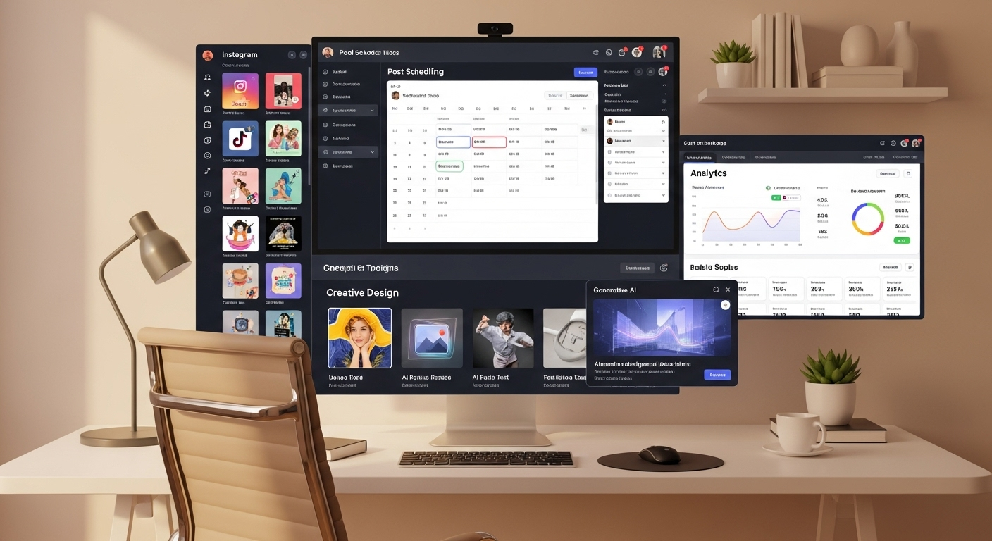 Top 10 AI Tools for Social Media Content Creation on a Budget - Professional AI tools dashboard and interface