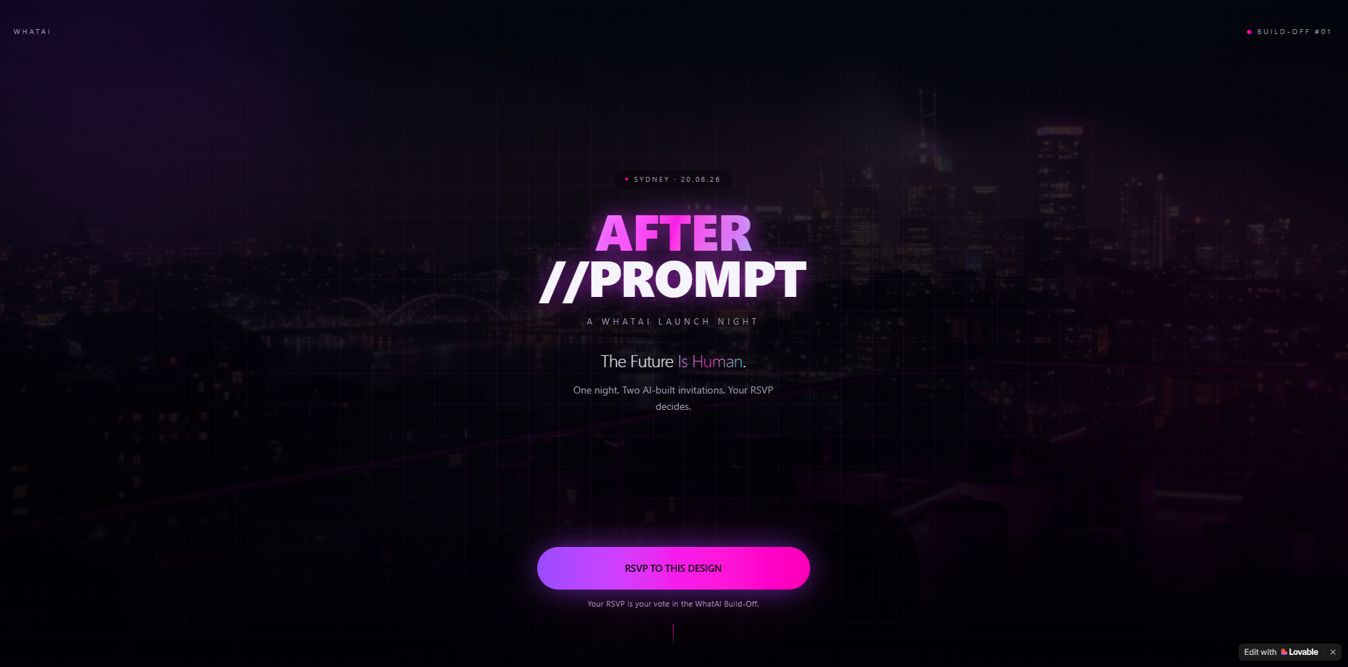 Lovable AFTER//PROMPT invitation preview