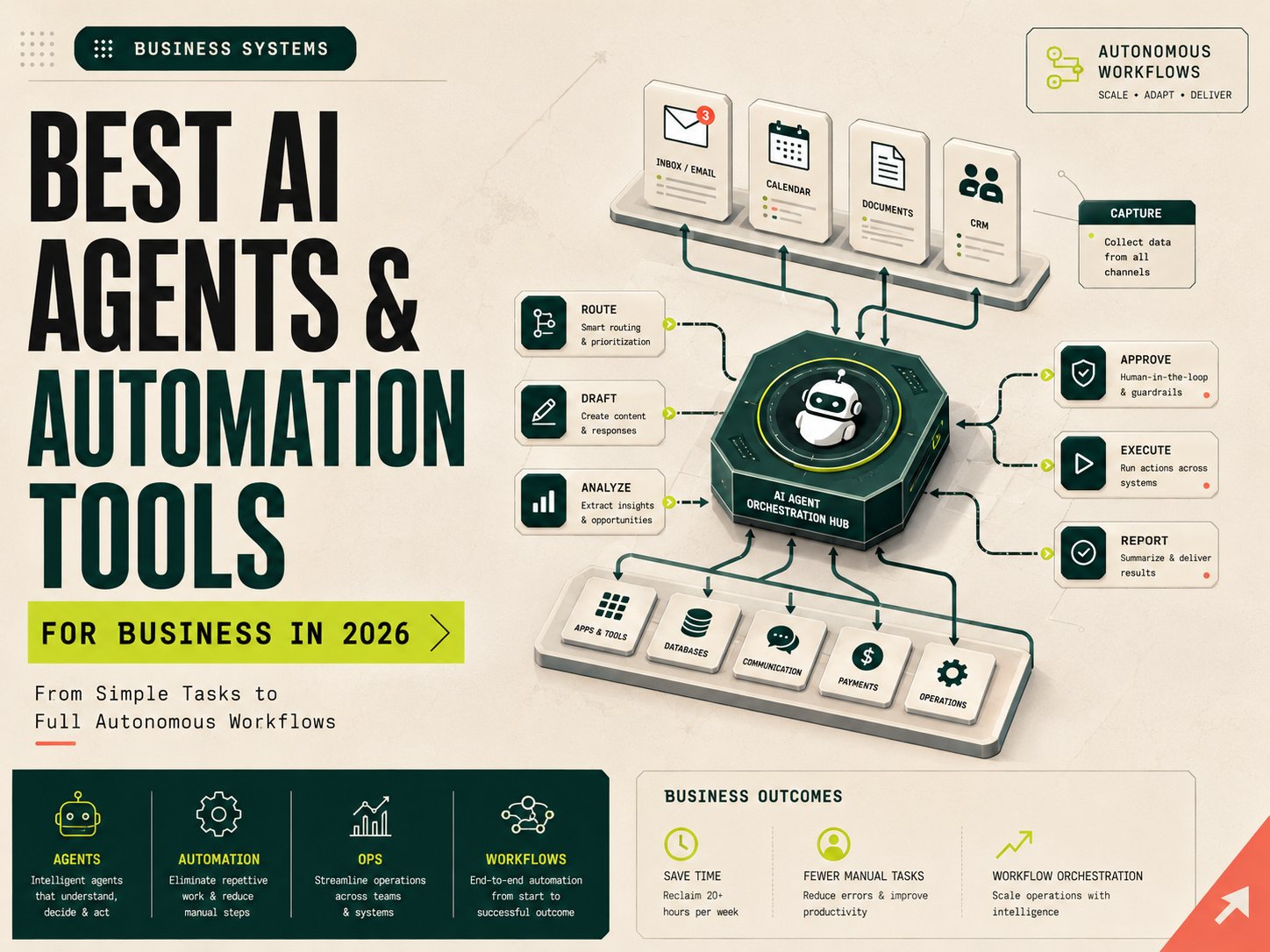 Best AI Agents & Automation Tools for Business in 2026: From Simple Tasks to Full Autonomous Workflows